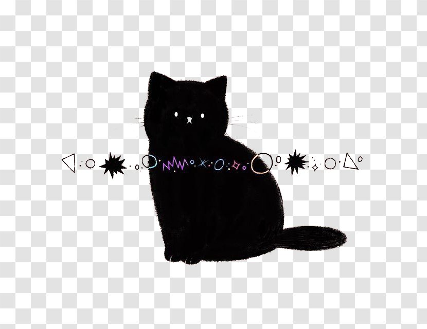 Black Cat Kitten Drawing Illustration - Mammal - Sitting Transparent PNG