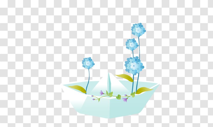 Blue Cartoon Wallpaper - Floral Design - Dream Boat Transparent PNG