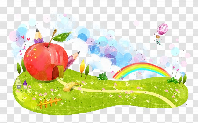 Cartoon Illustration - Grass - Apple Rainbow Transparent PNG