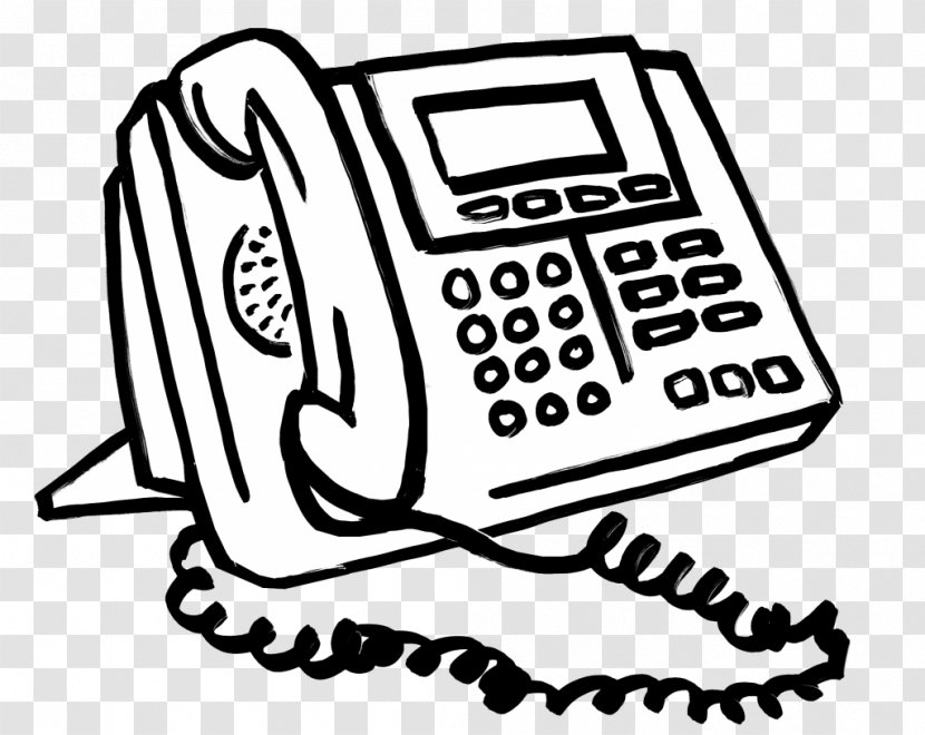 Line Art Telephone Drawing Clip - Office Phone Transparent PNG