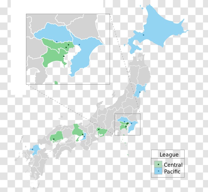 Japan Nippon Professional Baseball Blank Map - Mapa Polityczna Transparent PNG
