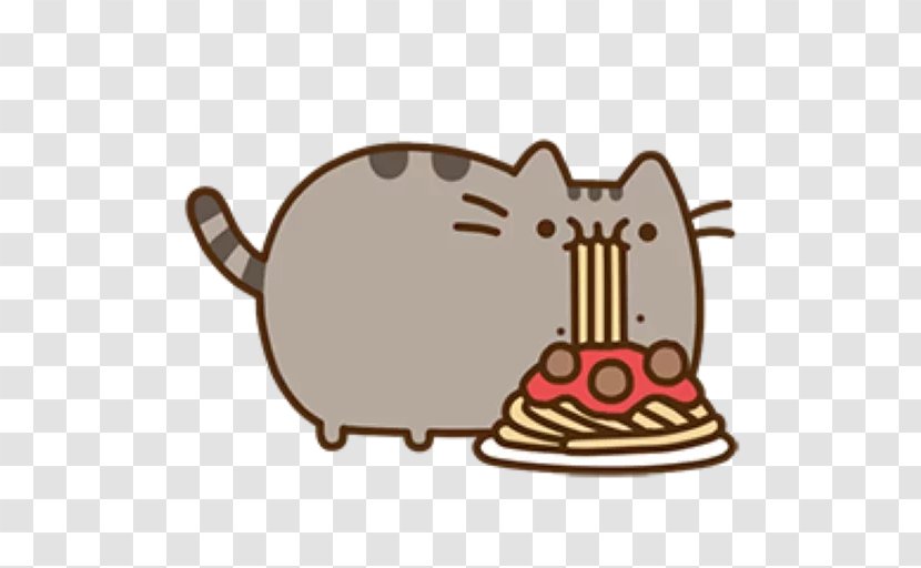 Cat Pusheen Kitten Pasta Eating - Carnivoran Transparent PNG
