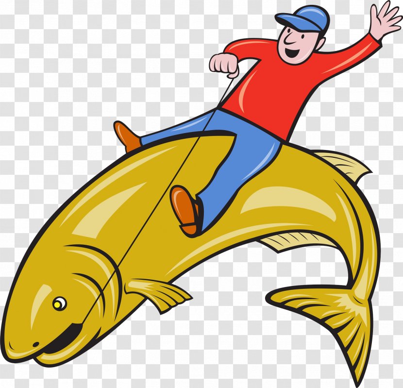 Trout Fishing Royalty-free Illustration - A Man Riding On Fish Transparent PNG