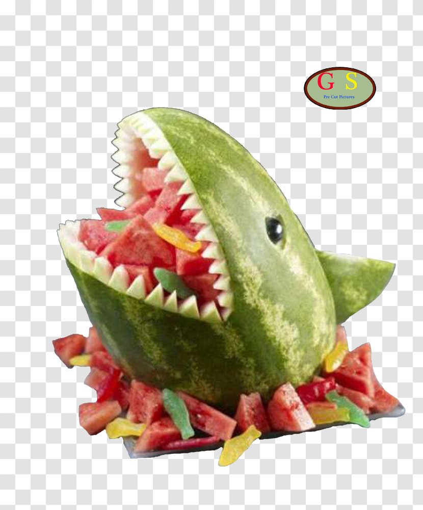 Mukimono Carving Watermelon Shark Fruit Salad - Plant Transparent PNG