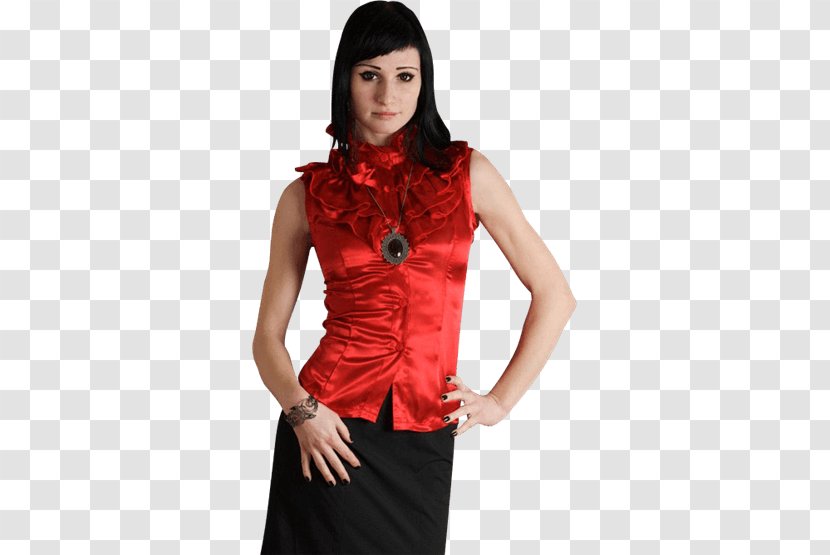 Sleeveless Shirt Blouse Satin - Gothic Fashion - Red Silk Transparent PNG