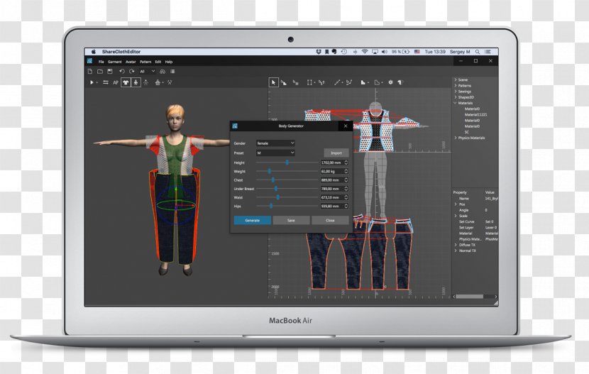 Computer Software Fashion Design 3D Printing - Mockup Transparent PNG