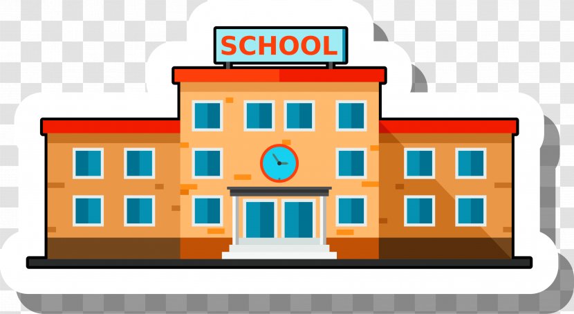 School Building Escuela Illustration - Cartoon Stickers Transparent PNG