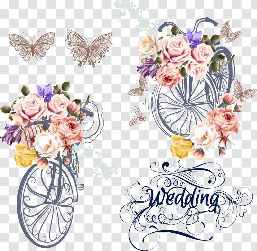 Wedding Invitation Bicycle Flower - Illustration Transparent PNG