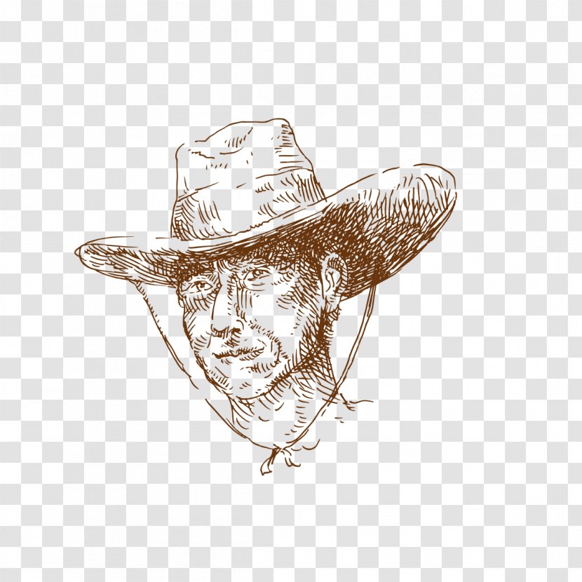 Straw Hat Farmer Illustration - Cowboy - Men Transparent PNG