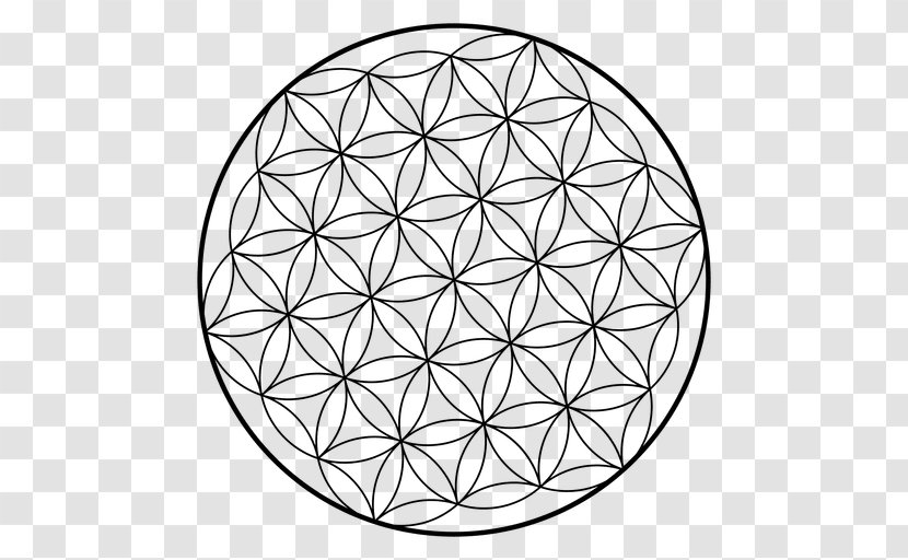 Sacred Geometry Overlapping Circles Grid Flower - Line Art - Fractal Transparent PNG