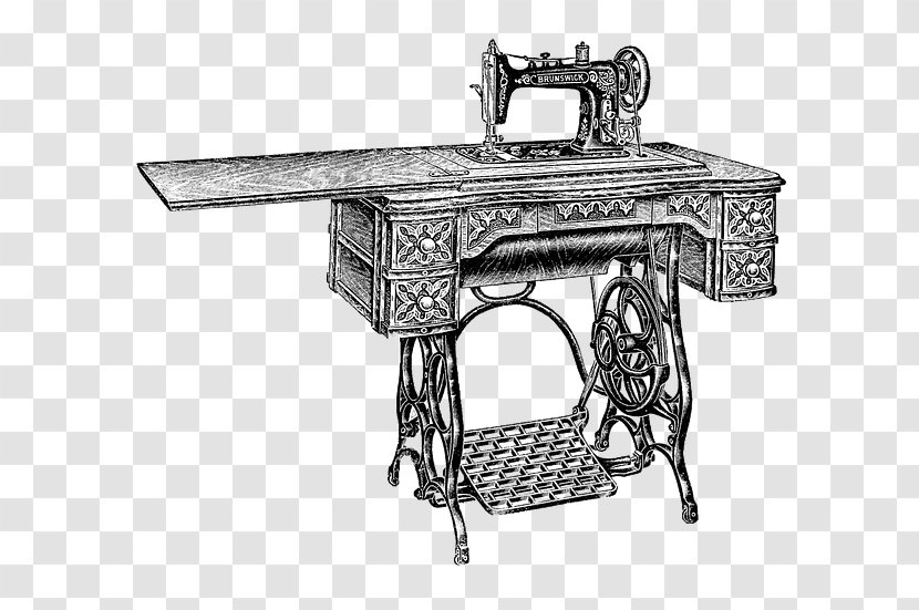 Sewing Machines Treadle Clip Art - Machine - Vintage Transparent PNG
