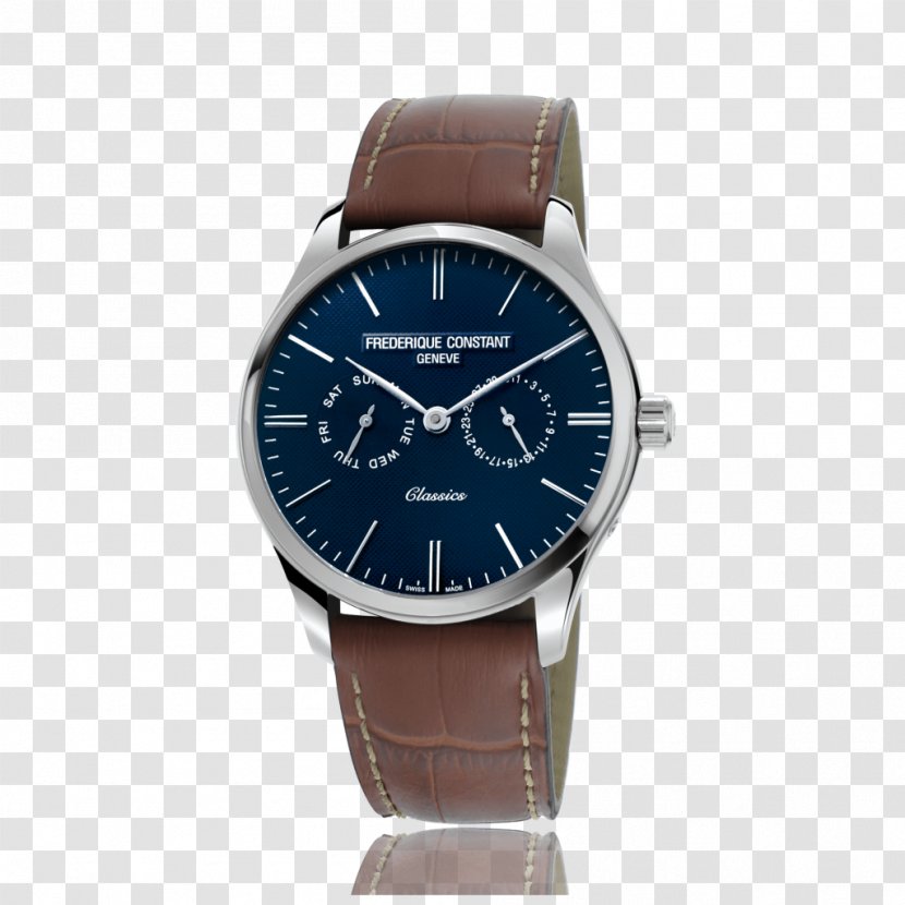 Frédérique Constant Frederique Men's Classics Auto Moonphase Watch Strap Quartz Clock - Brown Transparent PNG