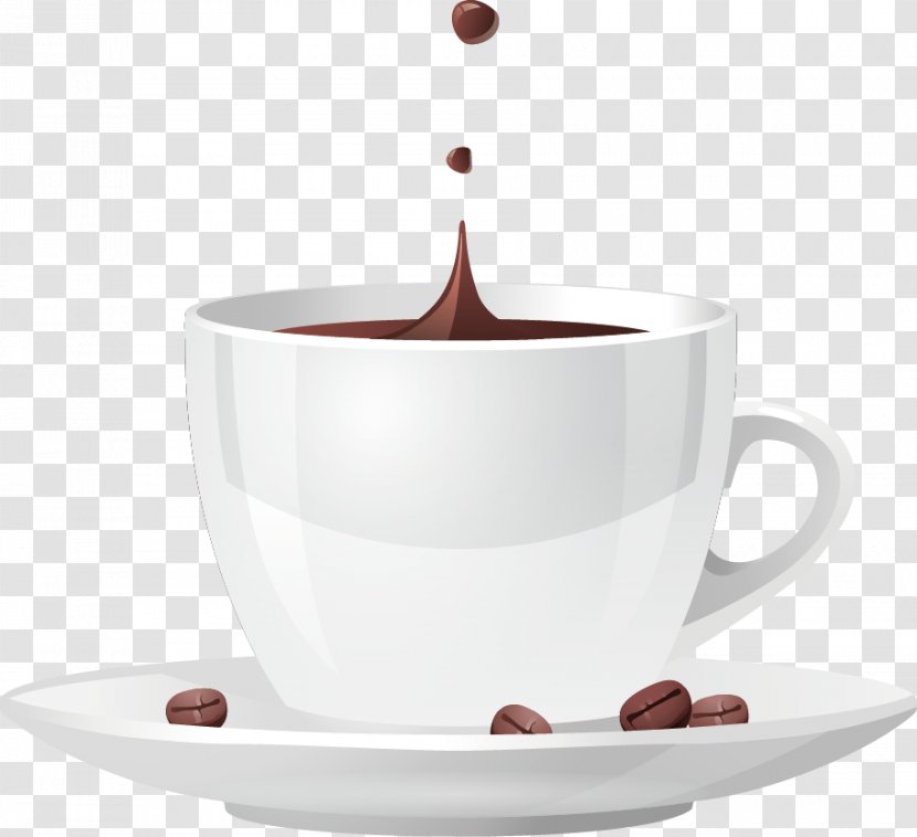 White Coffee Cup - Saucer - Vector Material Transparent PNG