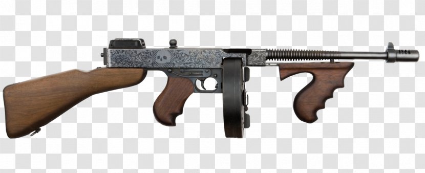 Thompson Submachine Gun Firearm .45 ACP - Watercolor - Machine Transparent PNG