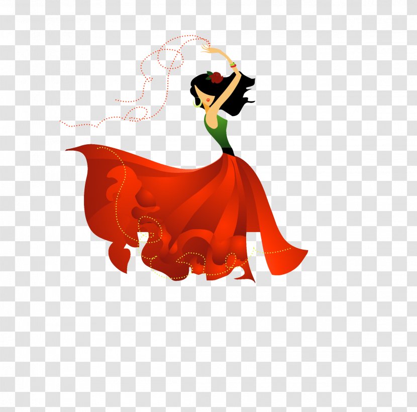 5-Minute Spanish Dance - Vector Hand-painted Dancers Transparent PNG