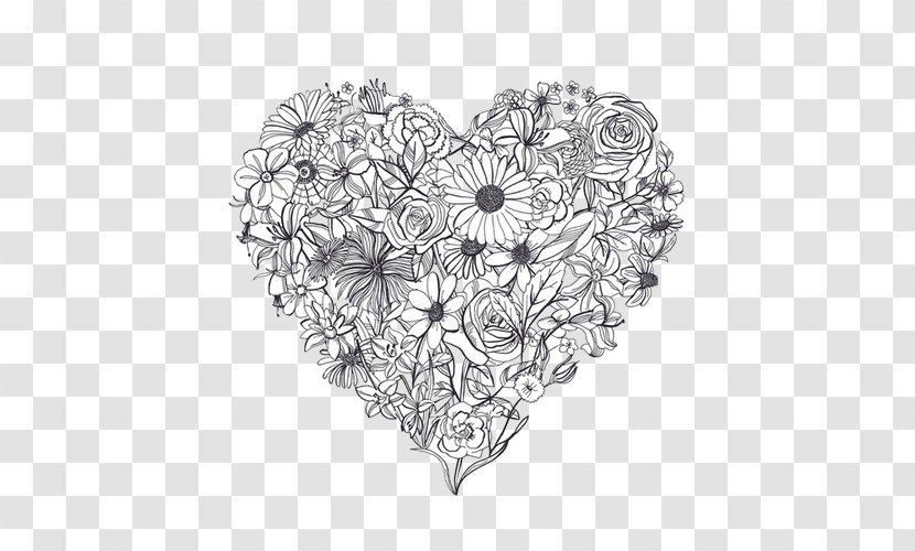 Heart Drawing Tattoo Flower Anatomy - Silhouette - Dried Flowers Transparent PNG