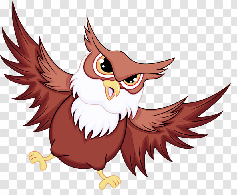 Cartoon Bird Bird Of Prey Owl Wing Transparent PNG