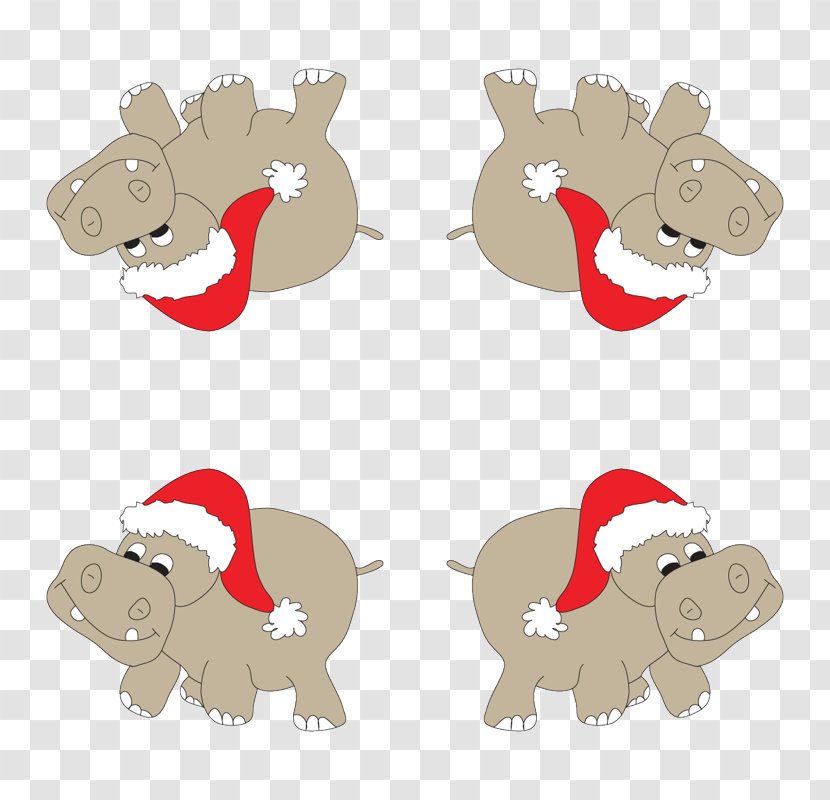 Hippopotamus Spoonflower Desktop Wallpaper Christmas Day - Cartoon - Santa Claus Transparent PNG