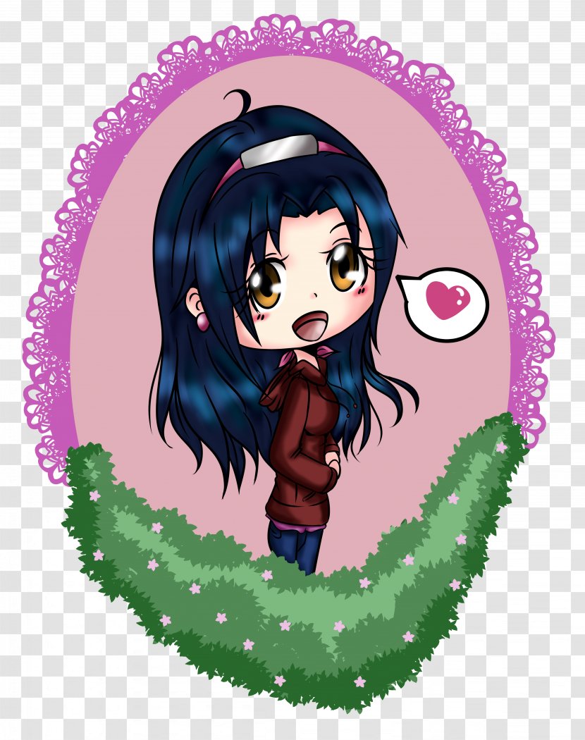 Cartoon Drawing Download - Heart - Long-haired Girls Grass Edge Transparent PNG