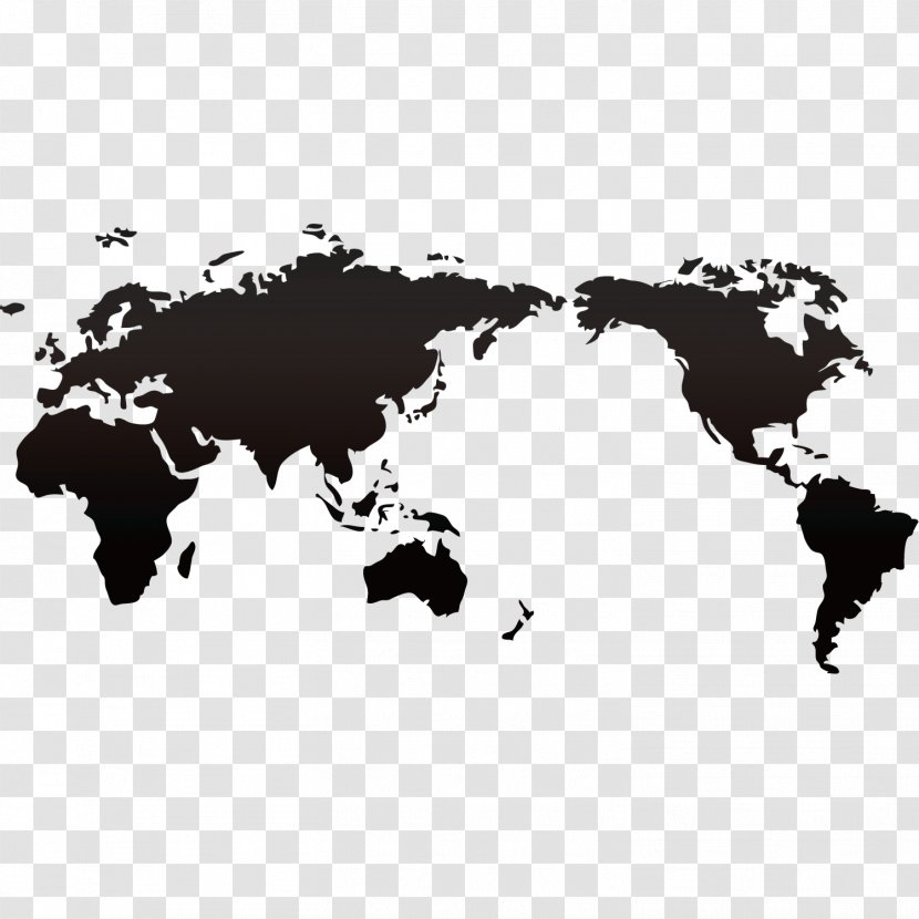 World Map Miller Cylindrical Projection Globe - Silhouette Transparent PNG