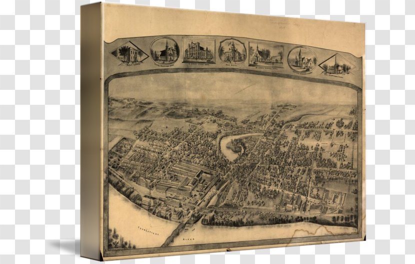 Danbury Essex Street Enfield Map Bird's-eye View - Connecticut - Panoramic Painting Transparent PNG