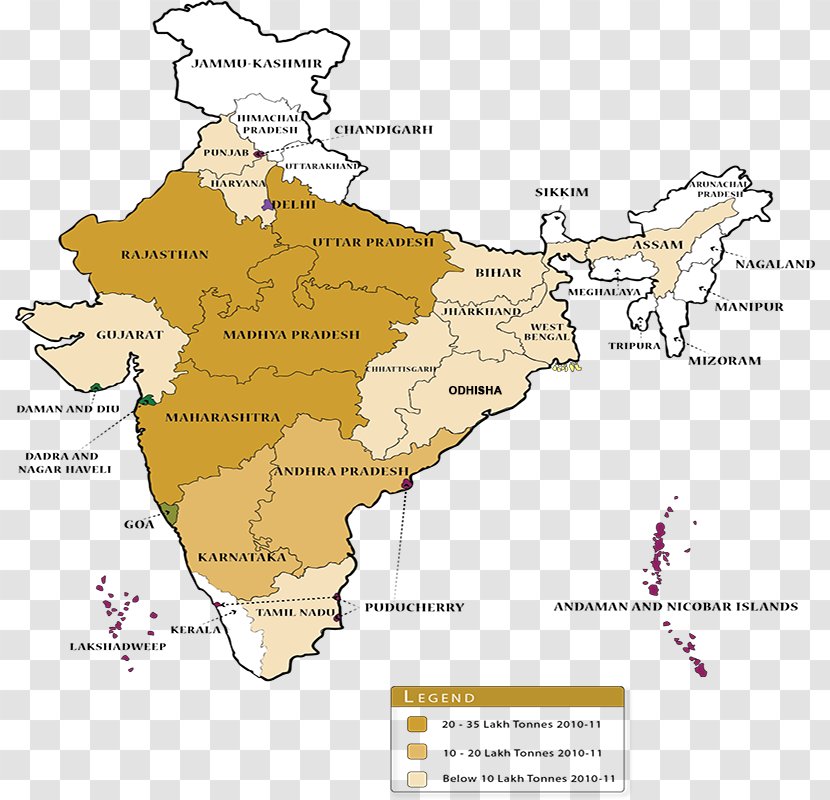 States And Territories Of India Agriculture Maize Map - International Wheat Production Statistics Transparent PNG