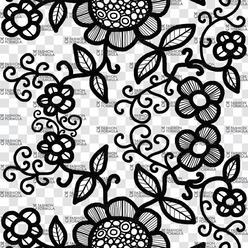 Floral Design Line Drawing Pattern - Black Transparent PNG