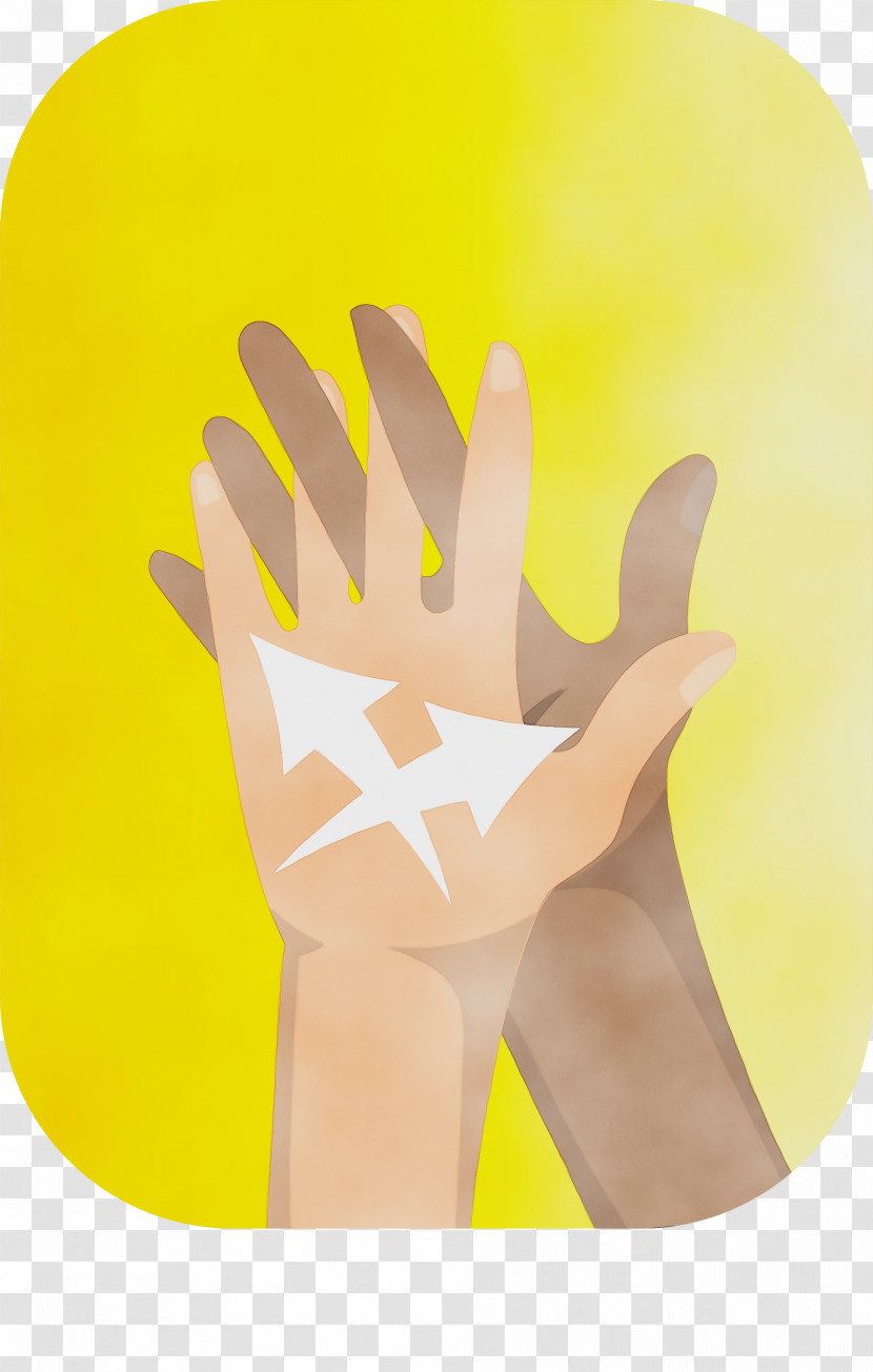 Hand Model Yellow Font Hand Transparent PNG