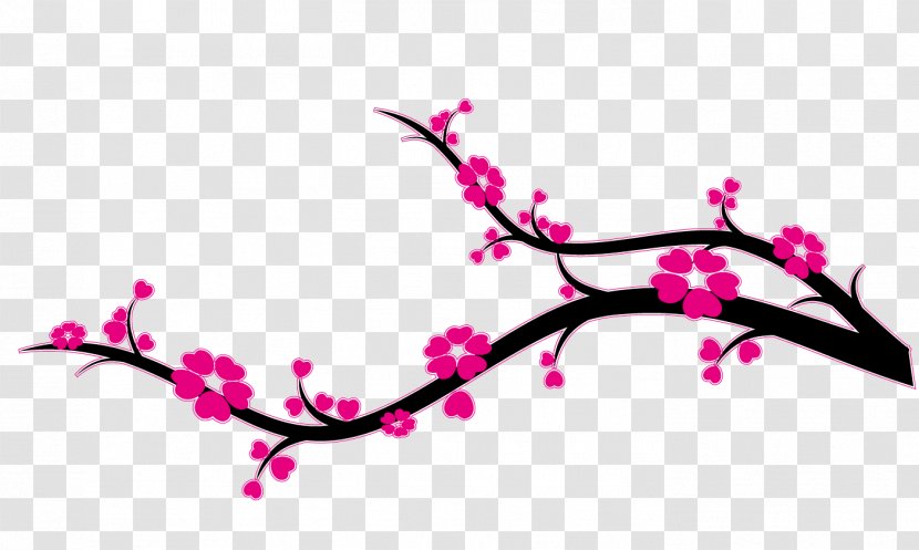 Paper Flower Branch Cherry Blossom Cerasus - Adhesive - Peach Transparent PNG