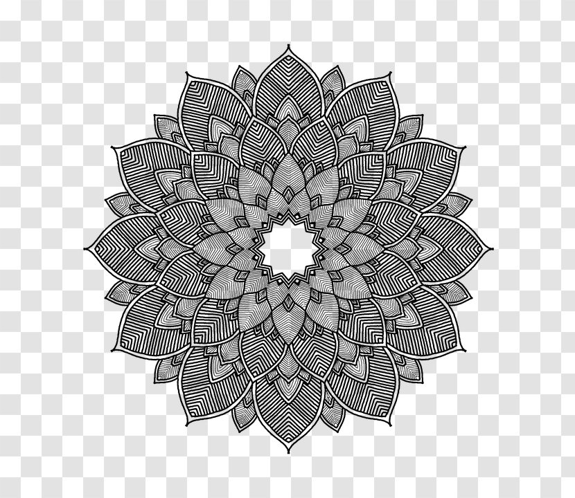 Pattern Symmetry Flower Plant Petal - Blackandwhite Transparent PNG