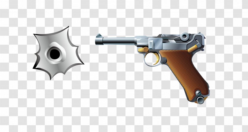 Trigger Revolver Handgun - Gun - Vector King Eight Box Pistol Bullet Hole Material Transparent PNG