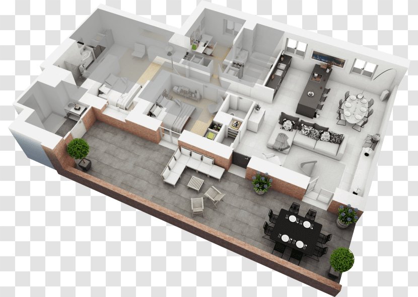 3D Floor Plan House - Ranchstyle Transparent PNG