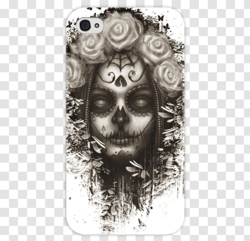La Calavera Catrina Day Of The Dead Death Black-and-gray - Flower - Silhouette Transparent PNG