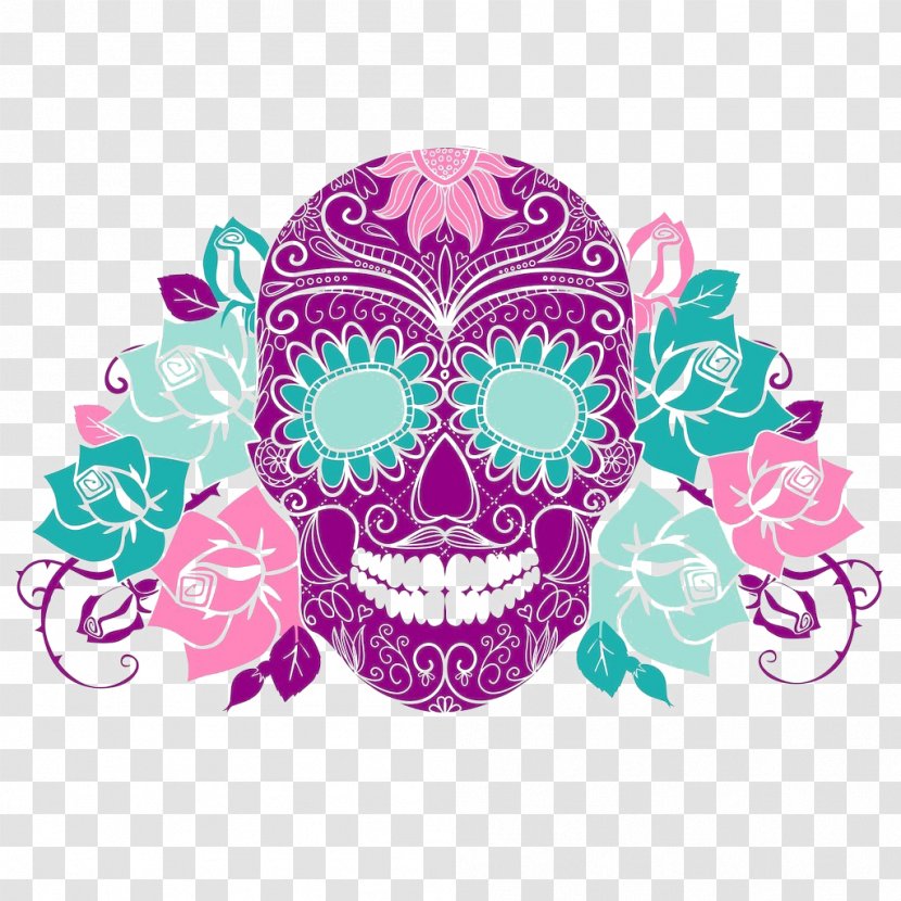 Skull Graphic Design Text Day Of The Dead Illustration - Death - Fashion Painted Pattern Elements Transparent PNG