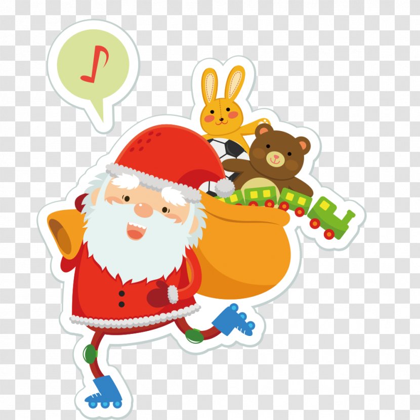Cartoon Royalty-free Illustration - Holiday - Send A Gift Santa Claus Vector Material Transparent PNG