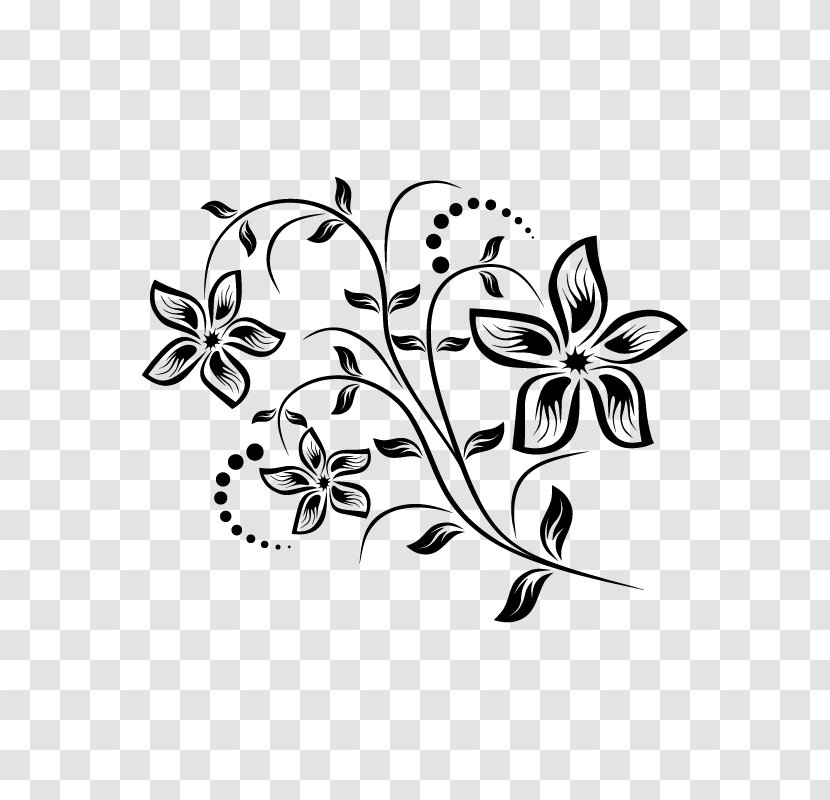 Flower Floral Design Clip Art - Black And White Transparent PNG