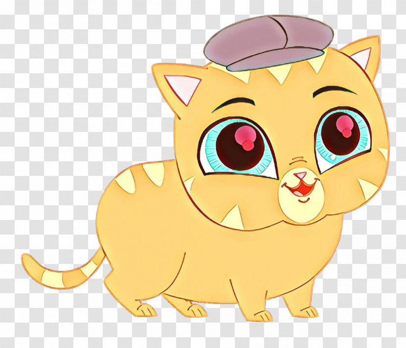 Cartoon Cat Yellow Whiskers Snout Transparent PNG