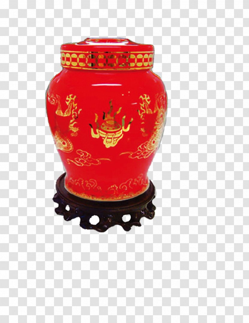 Vase Porcelain Red Chinese Ceramics Clip Art - Pickles Altar Transparent PNG