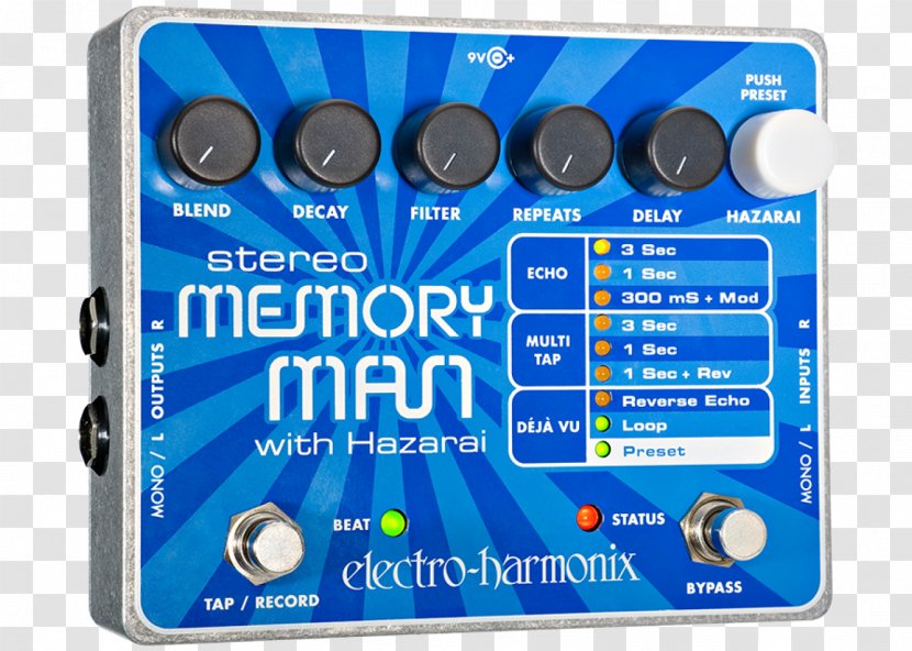 Electro-Harmonix Stereo Memory Man Effects Processors & Pedals Delay Deluxe XO - Echo - Electric Guitar Transparent PNG
