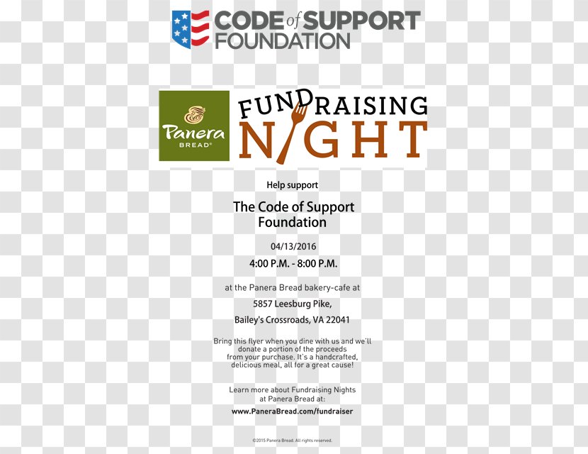 Panera Bread Fundraising Business Food Arlington - Donation Flyers Transparent PNG