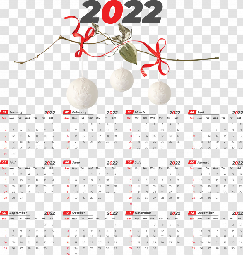 Printable Yearly Calendar 2022 2022 Calendar Template Transparent PNG