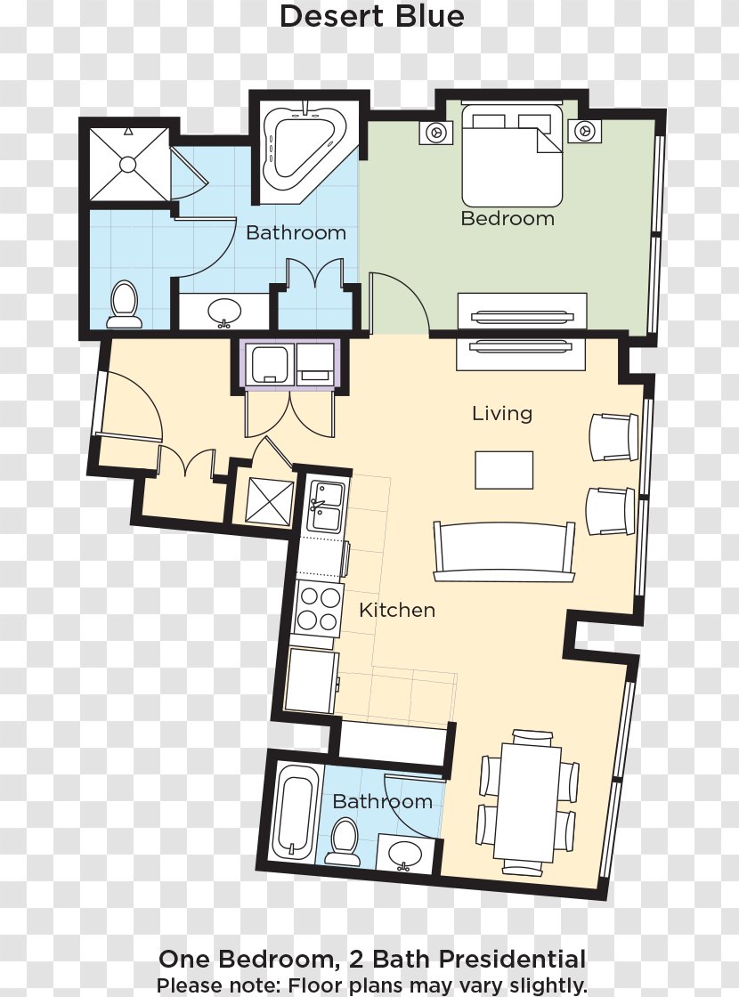 Las Vegas Hotel Wyndham Desert Blue Floor Plan Room - Bed In Transparent PNG