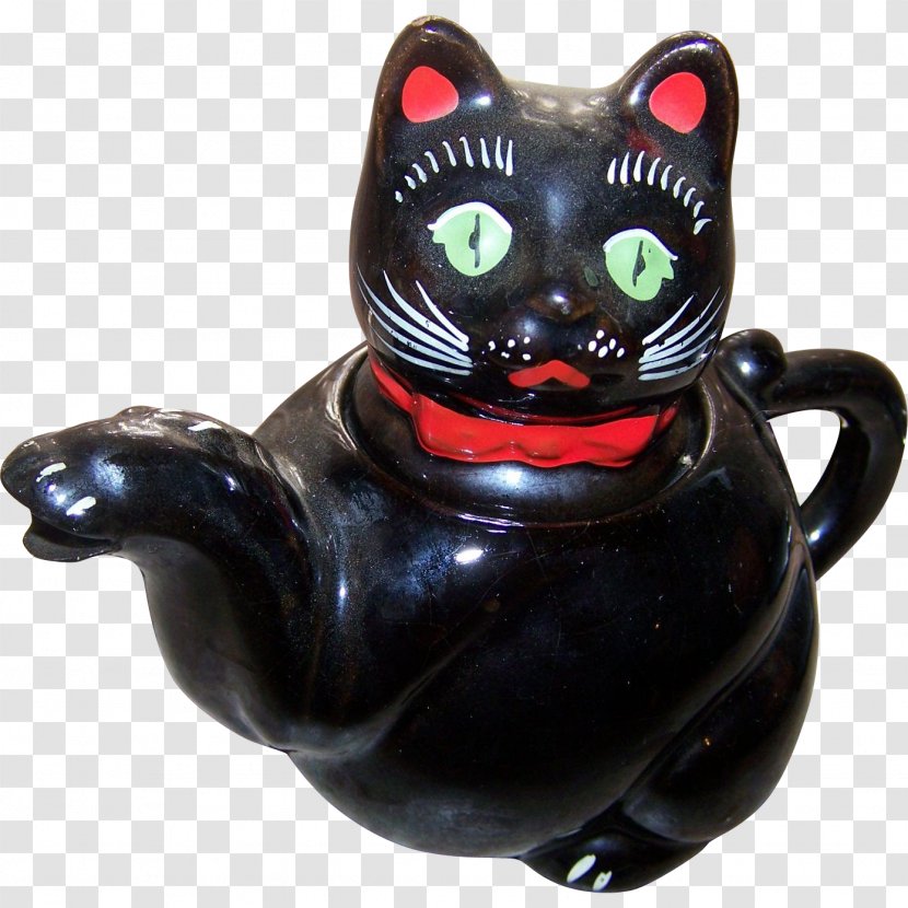 Whiskers Cat Teapot Figurine - Small To Medium Sized Cats - Dark-red Enameled Pottery Transparent PNG