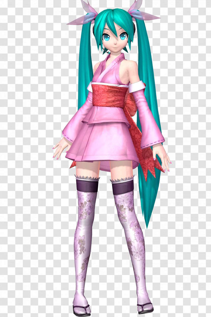 Hatsune Miku Project Diva F Kimono Vocaloid - Watercolor Transparent PNG