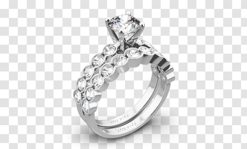 Wedding Ring Silver Moissanite - Platinum Transparent PNG