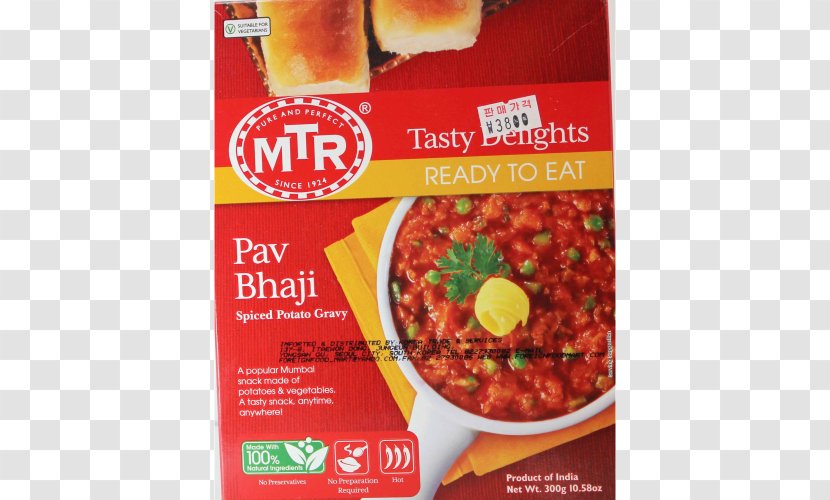 Pav Bhaji Indian Cuisine Rajma Paneer Tikka Masala Dal Makhani - Mtr Foods - Rice Transparent PNG