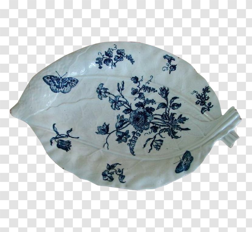 Plate Blue And White Pottery Ceramic Platter Cobalt - Porcelain - Leaf Specimen Transparent PNG