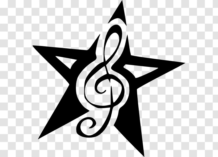 Five Dots Tattoo Nautical Star Clip Art - Black And White - Picture Of G Clef Transparent PNG