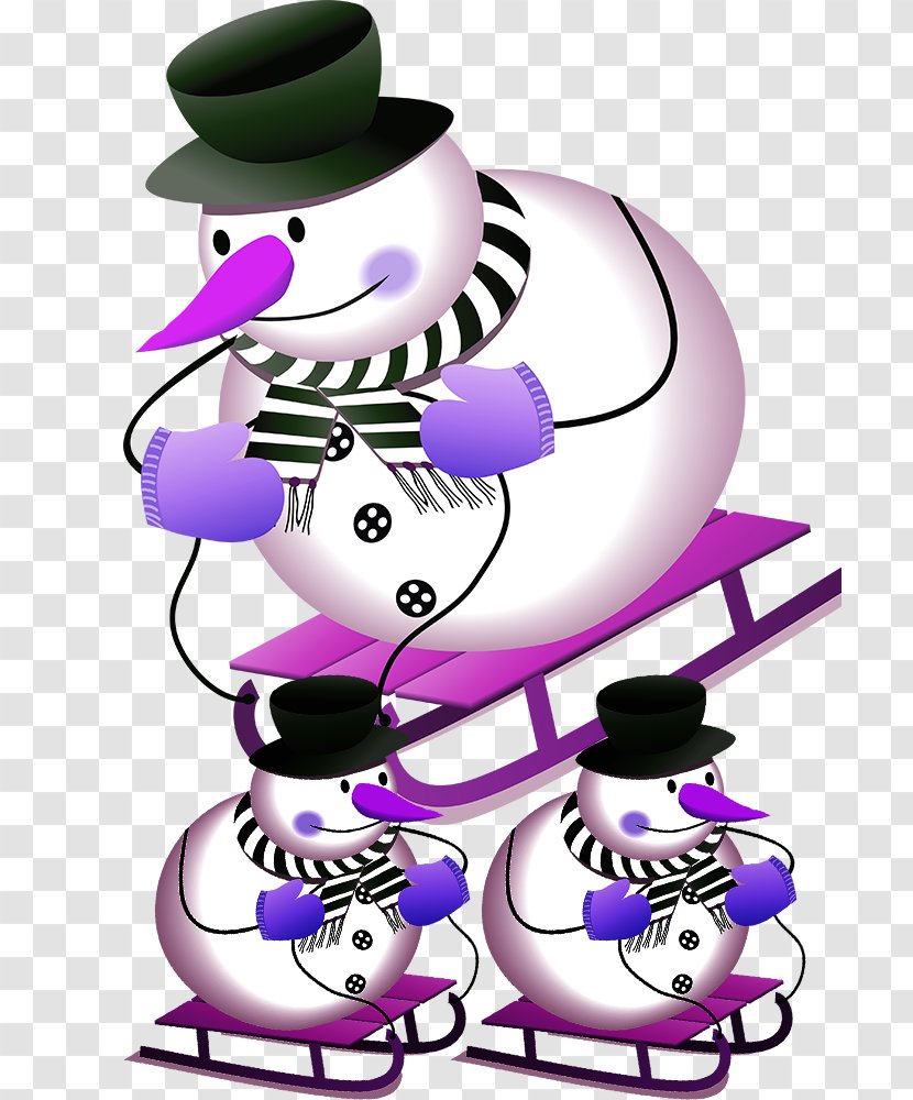 Snowman Christmas Clip Art - Winter - Sledding White Transparent PNG
