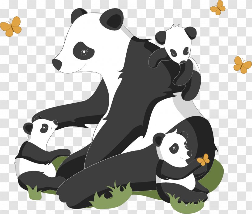 Giant Panda Bear Red Puppy Euclidean Vector - Hand-painted Transparent PNG